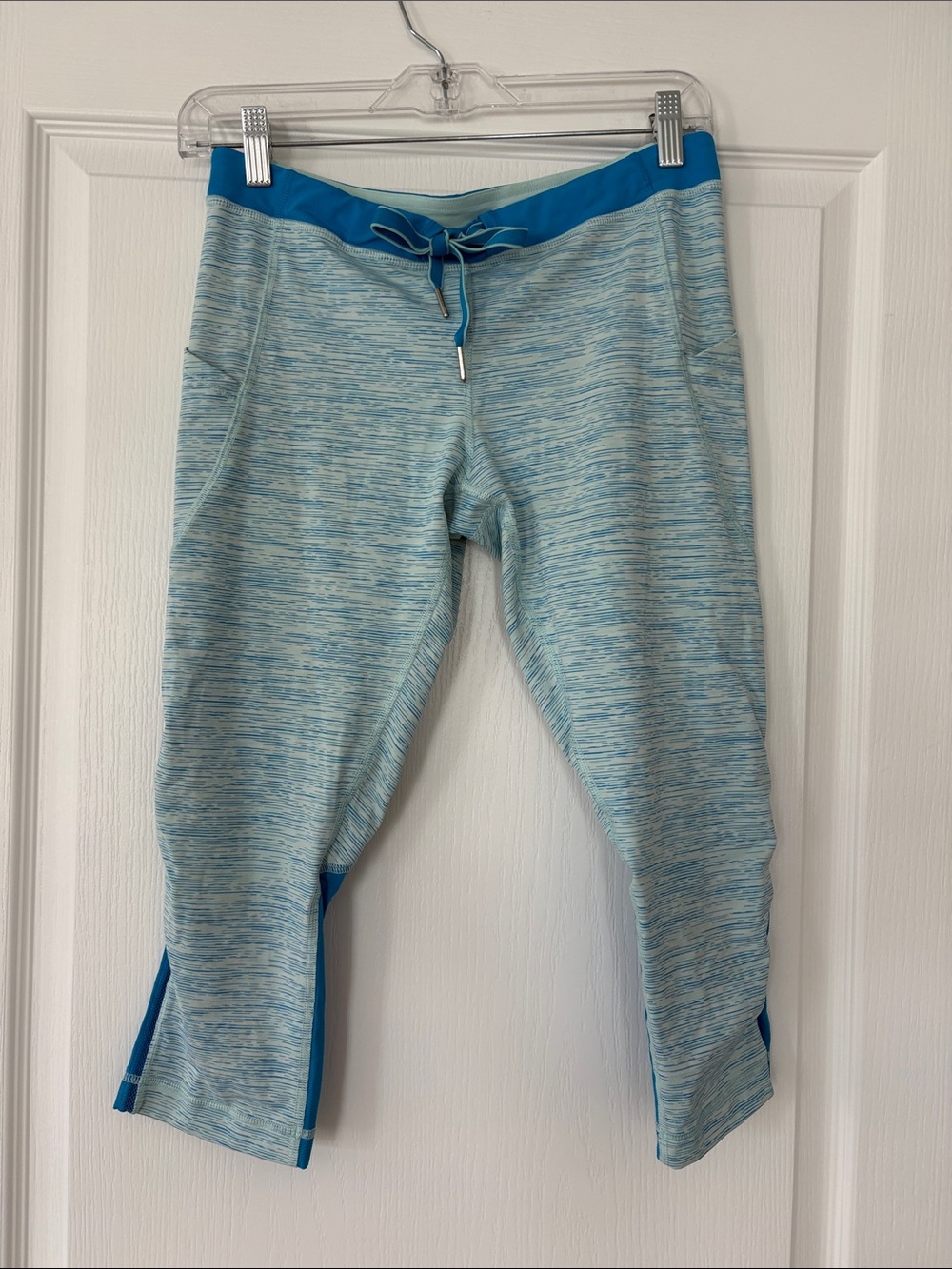 lululemon athletica Light Teal Space-Dyed Capri Leggings with Teal Waistband
